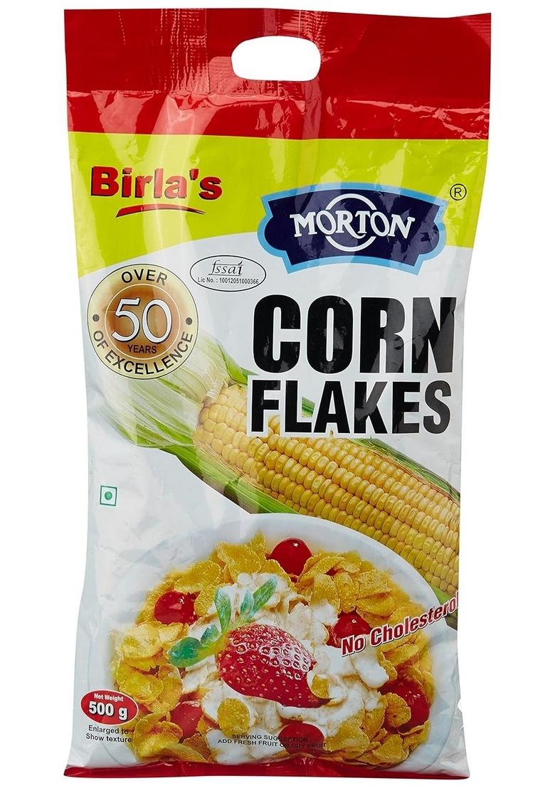 Morton Cornflakes Breakfast Cereal Pack Of 2| Crunchy & Delicious | Low Fat | 100% Vegetarian | Perfect Healthy Breakfast Option 2X500G
