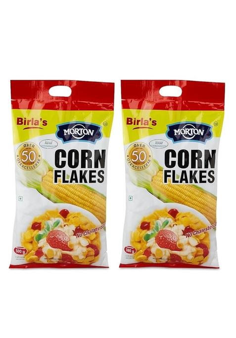 Morton Cornflakes Breakfast Cereal Pack Of 2| Crunchy & Delicious | Low Fat | 100% Vegetarian | Perfect Healthy Breakfast Option 2X500G