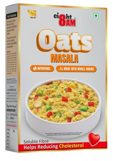 8Am Masala Oats, 200G, Natural Wholegrain, Nutritious Breakfast Cereals, Easy To Cook Oats, Spicy Flavoured With High Fibre, Tasty & Healthy Snacks