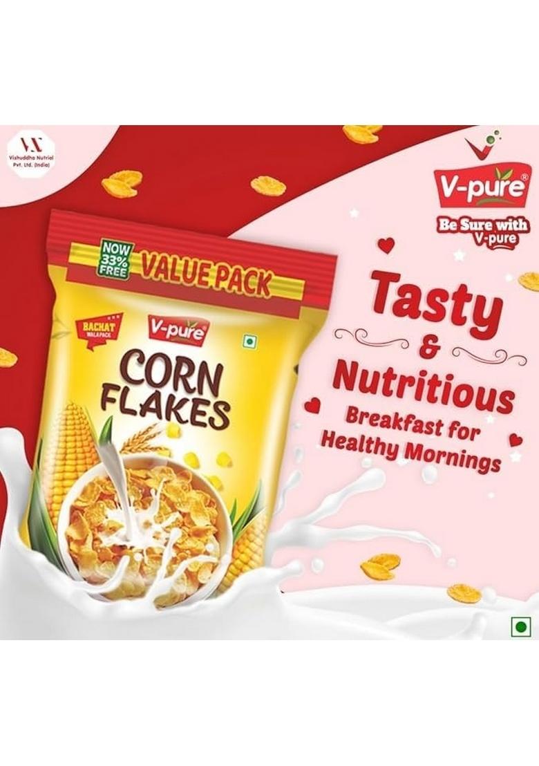 Vpure Corn Flakes, Value Pack With 33% Extra, Breakfast Cereal (200 Gm)