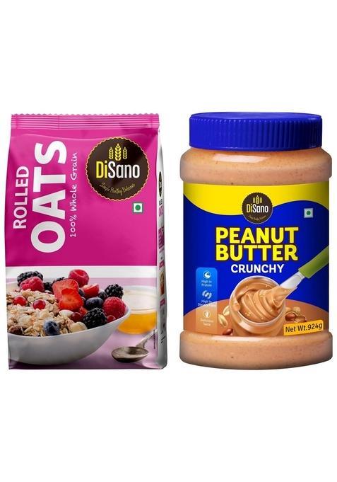 Disano Peanut Butter Crunchy 924G & Disano Rolled Oats, Naturally Gluten Free, 1Kg