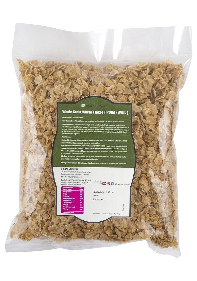Ammi Samayal Organic Wheat Flakes (Poha) 500G | 100% Natural, Fiber-Rich Whole Grain | Gluten-Free, Nutrient-Dense & Easy To Cook Healthy Breakfast