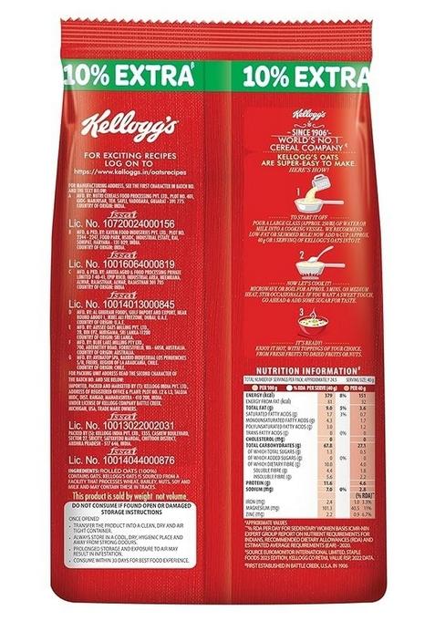 Kellogg'S Oats| Rolled Oats| High In Protein And Fibre, Low In Sodium | 400G Pack