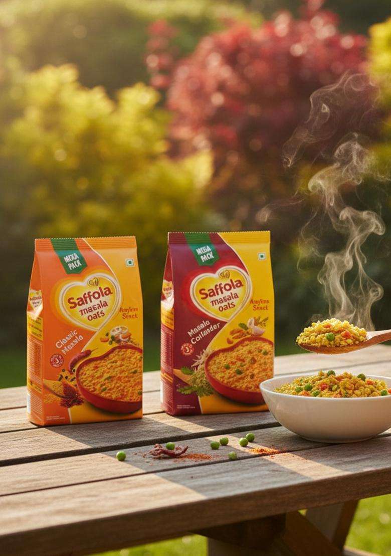 Saffola Masala Oats Classic Masala - 500 Gm And Masala & Coriander - 500 Gm - Indya