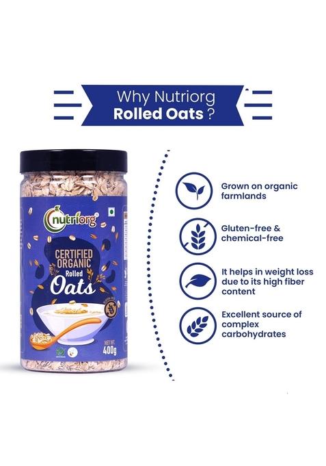 Nutriorg Organic Rolled & Instant Oats, 400G (Combo Of 2) | For Weight Loss | Fiber And Protein Rich | Healthy Breakfast