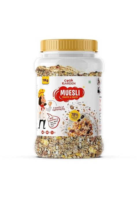 Cookgarden Fruits & Nuts Muesli With Pumpkin Seeds 1Kg | Whole Grain, High Protein, High Fibre | No Chemical, Omega Rich | Wholegrain Breakfast
