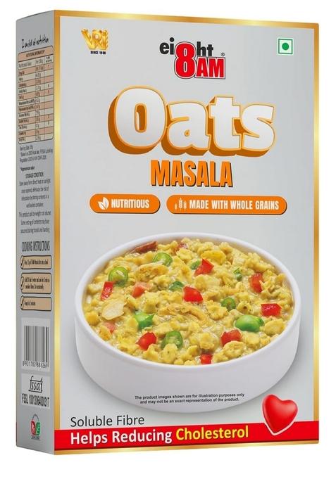 8Am Masala Oats, 200G(Pack Of 4), Natural Wholegrain, Nutritious Breakfast Cereals, Easy To Cook, Spicy Flavoured Rolled Oats With High Fibre, Tasty & Healthy Snacks