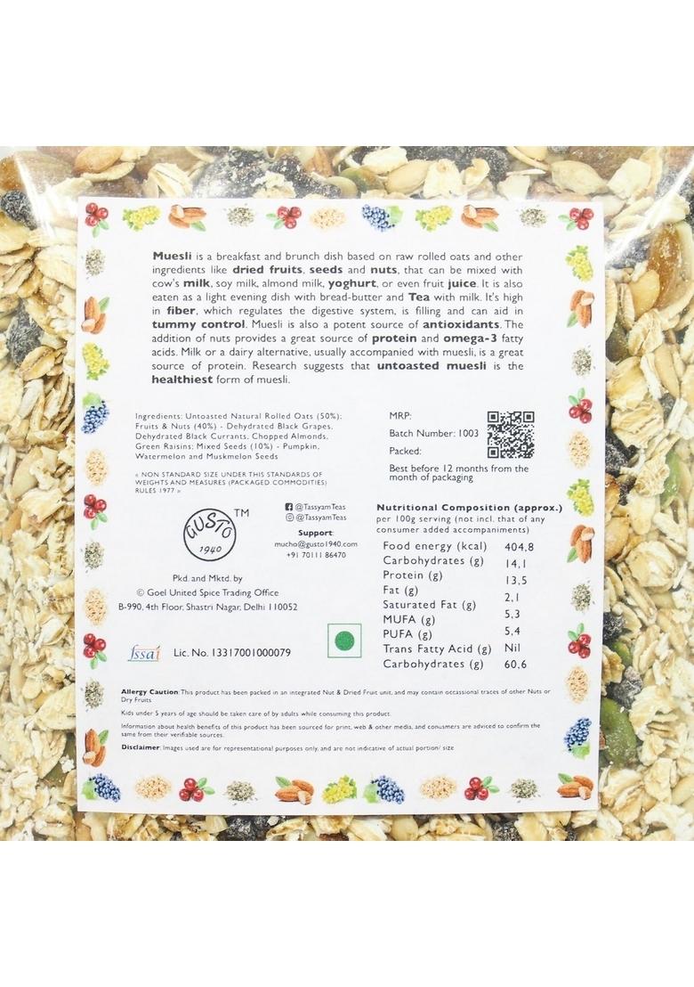 Tassyam Super Fruit Muesli 250 Grams | Natural Rolled Oats + Dehydrated & Dried Fruits