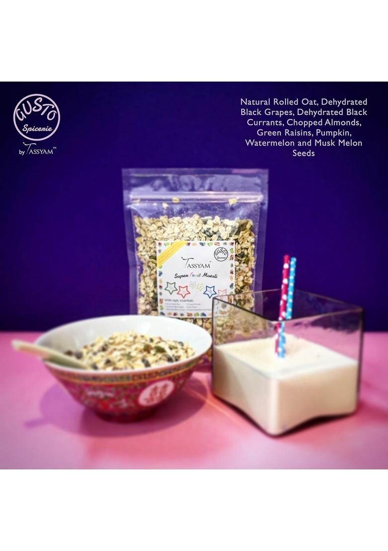 Tassyam Super Fruit Muesli 250 Grams | Natural Rolled Oats + Dehydrated & Dried Fruits