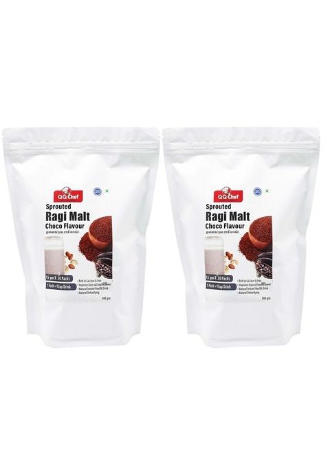 Qq Chef Sprouted Ragi Malt Natural Cocoa Flavour | 600Gm (15Gm X 40 Packs) Nutritious & Delicious Instant Drink Mix |