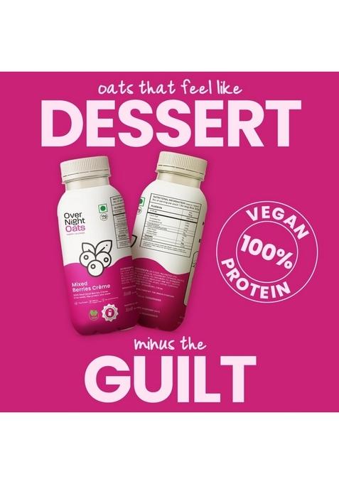 Overnight Oats With Vegan Protein | High Protein Oats Breakfast With Dietary Fibre | Just Add Milk | Ready In Minutes | No Preservatives | 4 Mixed Berries + 2 Vanilla (Pack Of 6, 50G Each)