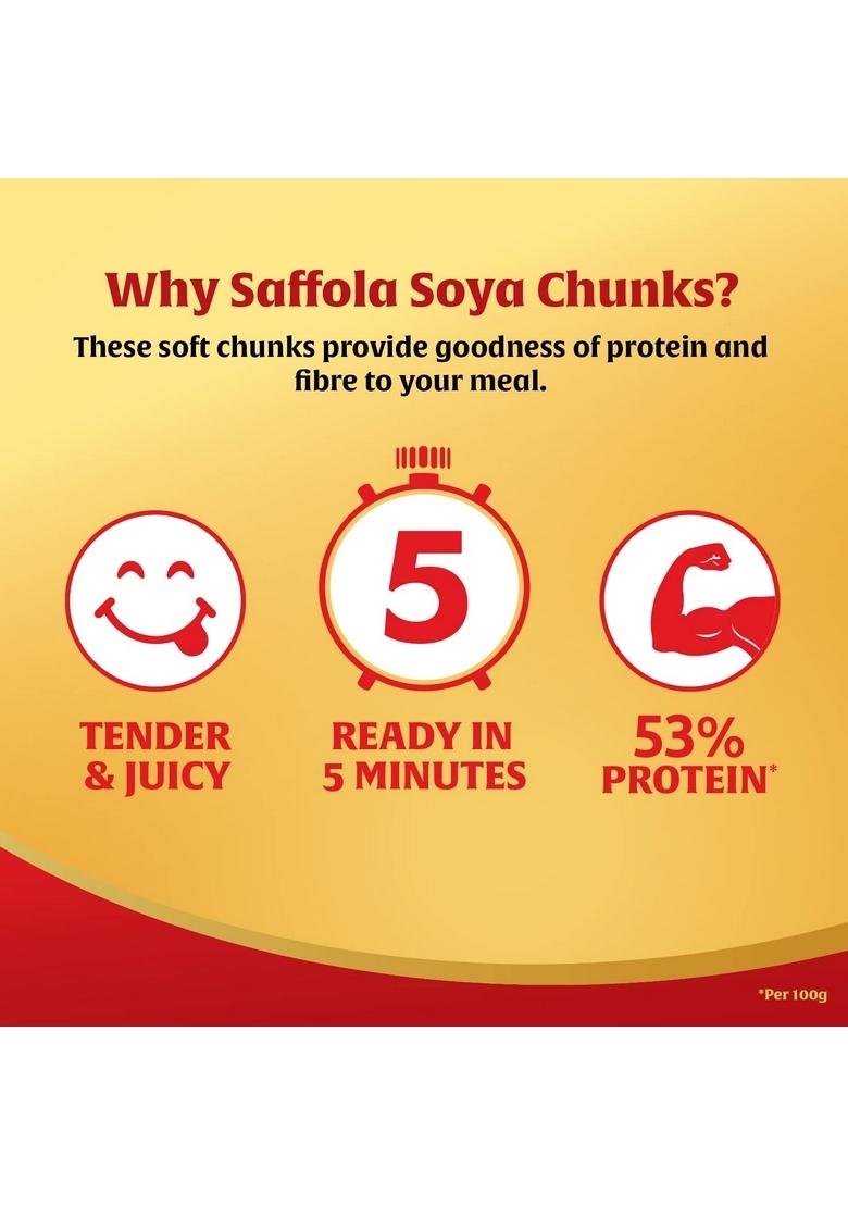 Saffola Soya Chunks With Supersoft Technology, 53% Protien, Tender & Juicy, 1Kg & Saffola Masala Oats | Tasty Evening Snack| Healthy Snack| Peppy Tomato| 500G