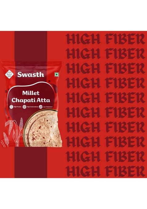 Swasth Millet Chapati Atta With 55% Millets| Rich In Dietary Fiber,Low Carbohydrates,Atta Contains Low Glycemic Index | High Protein,Helps To Control Sugar Levels|900G Each (Pack Of 4)