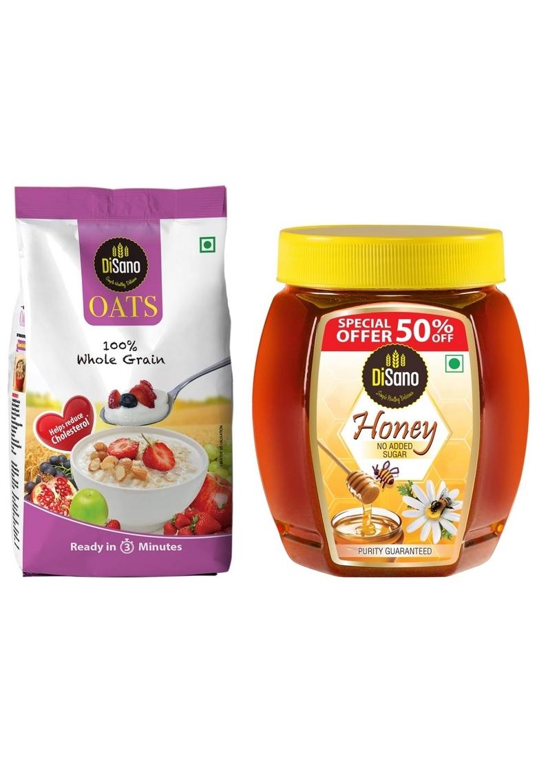 Disano Pure Honey 1Kg (Pack Of 1) & Oats, 100% Wholegrain, Pouch 1 Kg
