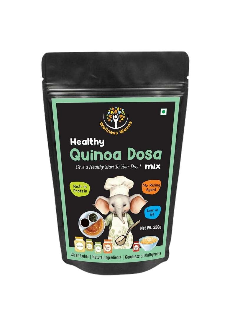 Wellness Waves Healthy Quinoa Dosa Mix, High Protein, Natural Ingredients, 250G - Indya