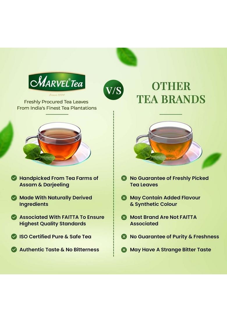 Marvel Tea Gold Pattian Tea 250 G, With Kadak Ctc,Handpicked Chai From Assam & Darjeeling, Stong Black Tea
