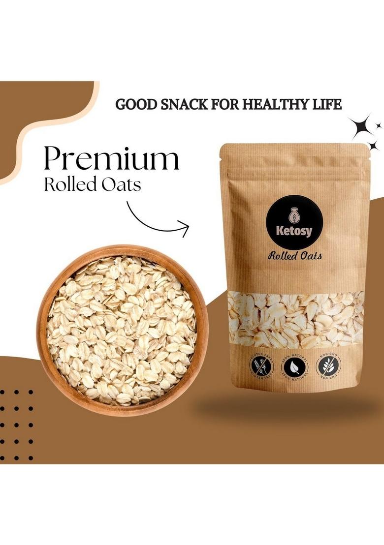 Ketosy Organic Rolled Oats 250G- Gluten Free Rolled Oats For Weight Loss, 100% Whole Grain, Breakfast Cereal