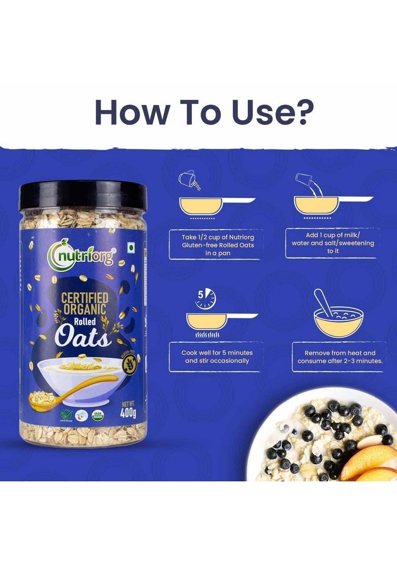 Nutriorg Organic Quinoa & Rolled Oats (Combo Of 2) | Protein Rich Super Food | 100% Whole Grain | Weight Management