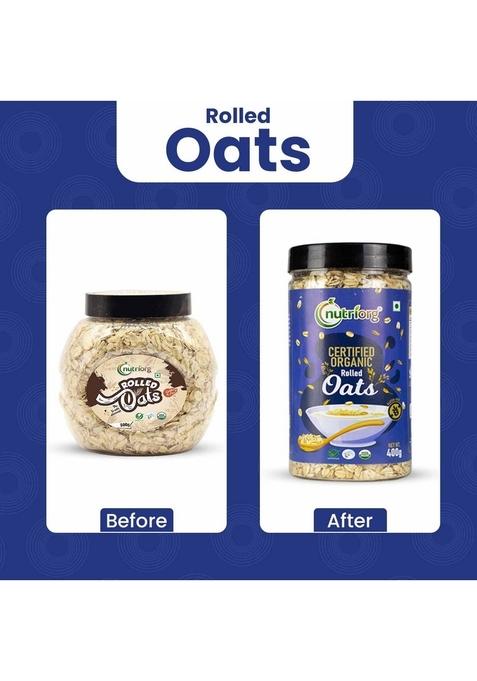 Nutriorg Organic Quinoa & Rolled Oats (Combo Of 2) | Protein Rich Super Food | 100% Whole Grain | Weight Management