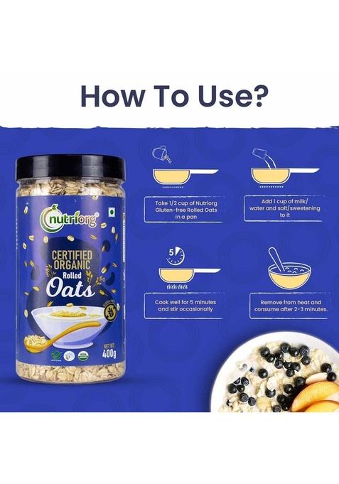 Nutriorg Organic Quinoa & Rolled Oats (Combo Of 2) | Protein Rich Super Food | 100% Whole Grain | Weight Management