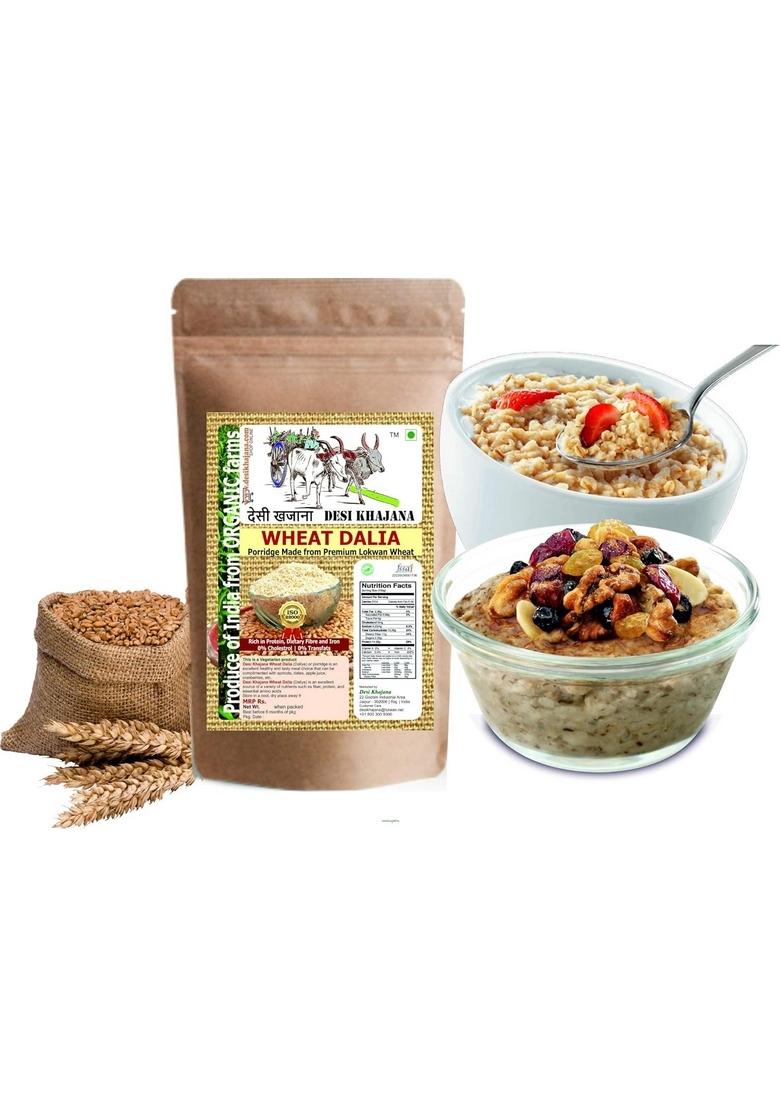 Desi Khajana Premium Whole Lokwan Wheat Dalia (Daliya) | Cracked/Broken Lokwan Wheat | Produce Of India From Organic Farms (450G)