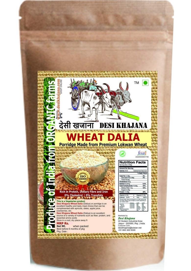 Desi Khajana Premium Whole Lokwan Wheat Dalia (Daliya) | Cracked/Broken Lokwan Wheat | Produce Of India From Organic Farms (450G)