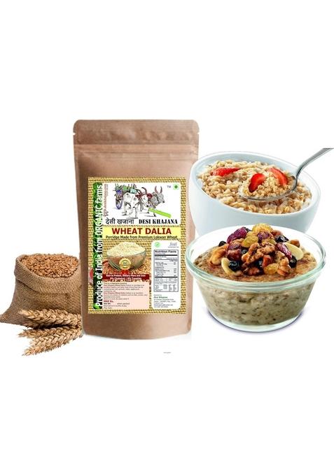 Desi Khajana Premium Whole Lokwan Wheat Dalia (Daliya) | Cracked/Broken Lokwan Wheat | Produce Of India From Organic Farms (450G)