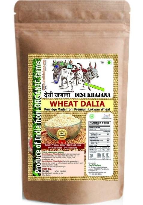 Desi Khajana Premium Whole Lokwan Wheat Dalia (Daliya) | Cracked/Broken Lokwan Wheat | Produce Of India From Organic Farms (450G)