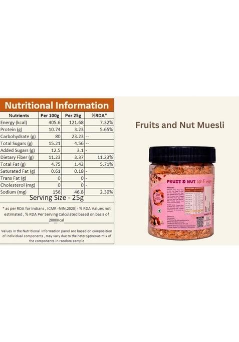 Nutrijunction Muesli Fruit, Nut & Seeds | High Fibre, No Cholesterol, No Trans Fat | Crunchy Muesli With Almonds, Raisins, Oats & Seeds | Wholesome & Natural Mix-(2 Jar* 200G)