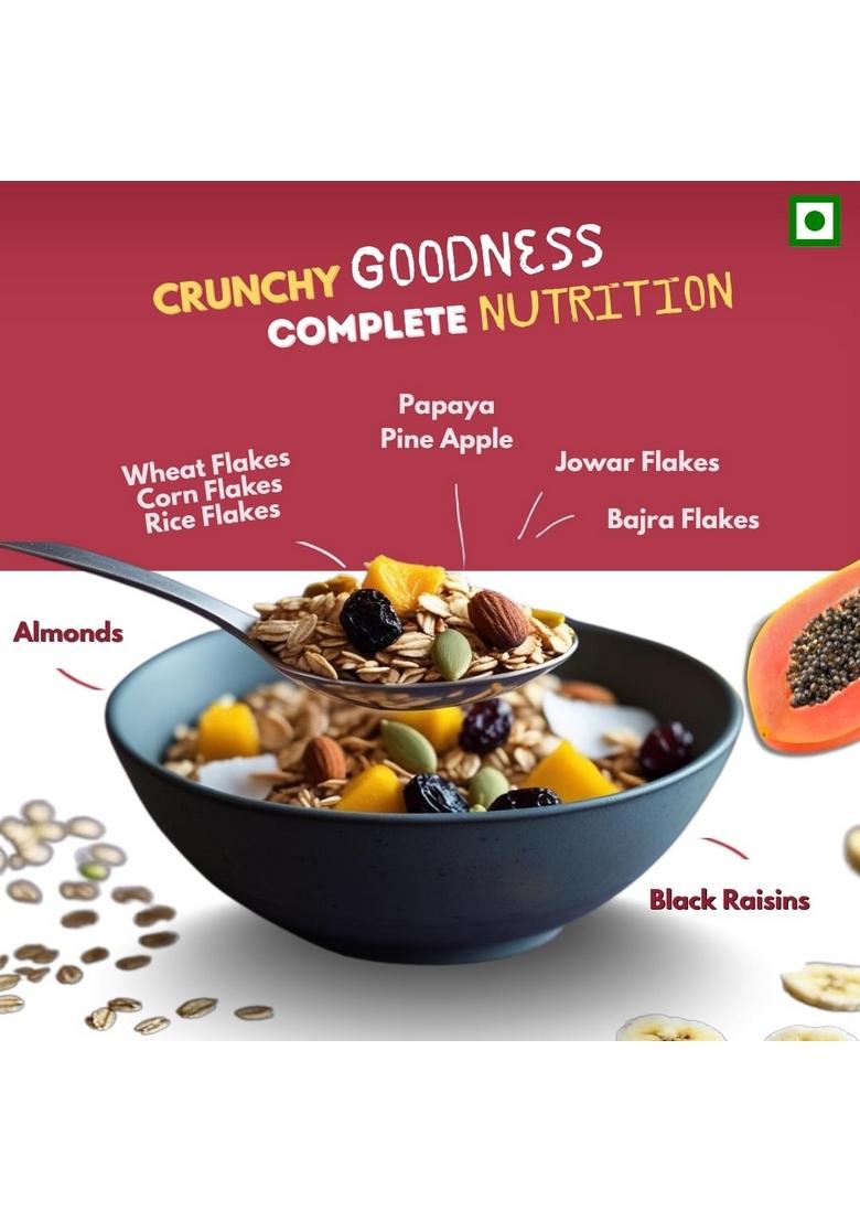 Exofit Millet Muesli With Black Raisins, Almonds And Wheat Flakes I 8.31% Protein, High Fiber I 450G