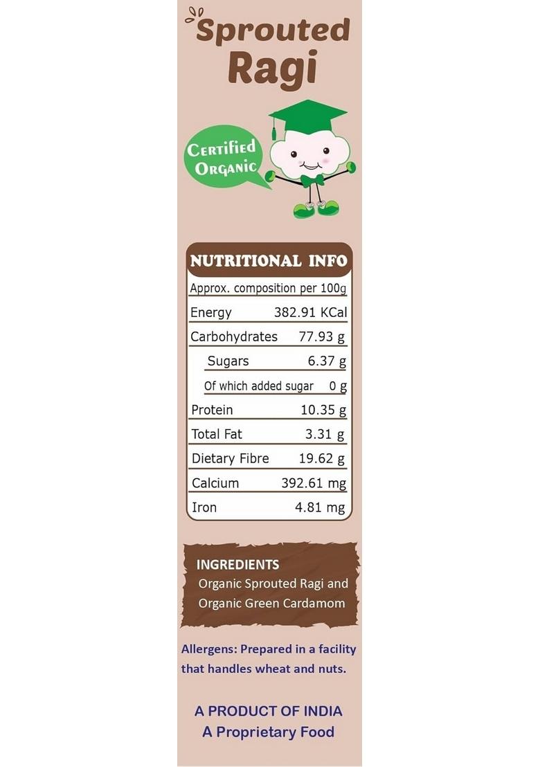 Tummyfriendly Foods Certified Organic Sprouted Ragi Powder For Babies, Kids. Rich In Calcium, Iron, Fibre & Micro-Nutrients. Sprouted Ragi For Baby. Sari Nachani Satva. No Sugar, No Salt, No Milk, No Chemicals, No Pesticides. 6 Month Baby Food. Baby Cerea