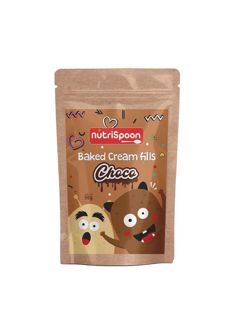 Nutrispoon Choco Fills Protein & Fibre Rich Breakfast | Baked | Supergrain | Superfood | Choco Fills Pops | Chocolate - 50 Gram - Indya