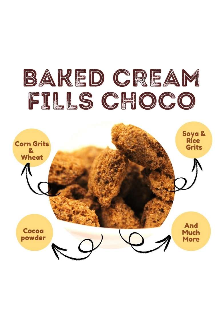 Nutrispoon Choco Fills Protein & Fibre Rich Breakfast | Baked | Supergrain | Superfood | Choco Fills Pops | Chocolate - 50 Gram - Indya
