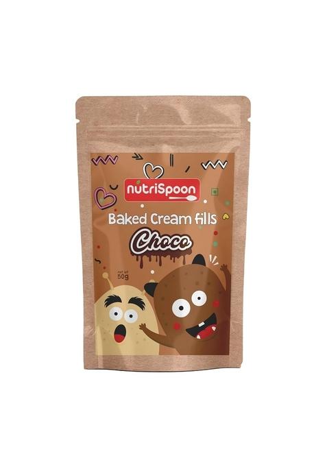 Nutrispoon Choco Fills Protein & Fibre Rich Breakfast | Baked | Supergrain | Superfood | Choco Fills Pops | Chocolate - 50 Gram