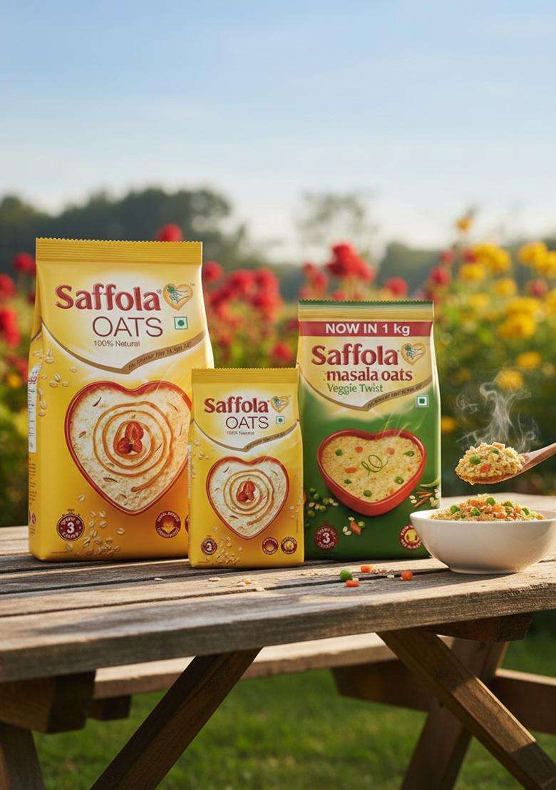 Saffola Oats 1 Kg With Free 400 Gm Masala Veggie Twist - Indya