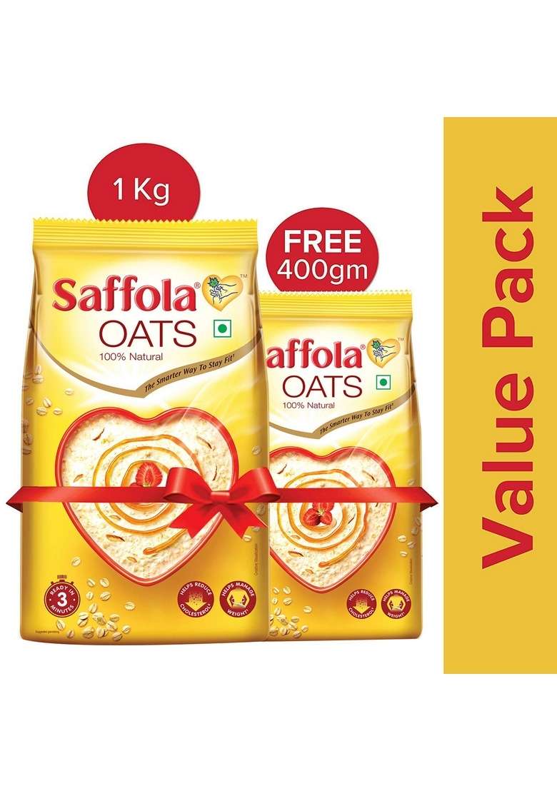 Saffola Oats 1 Kg With Free 400 Gm Masala Veggie Twist - Indya