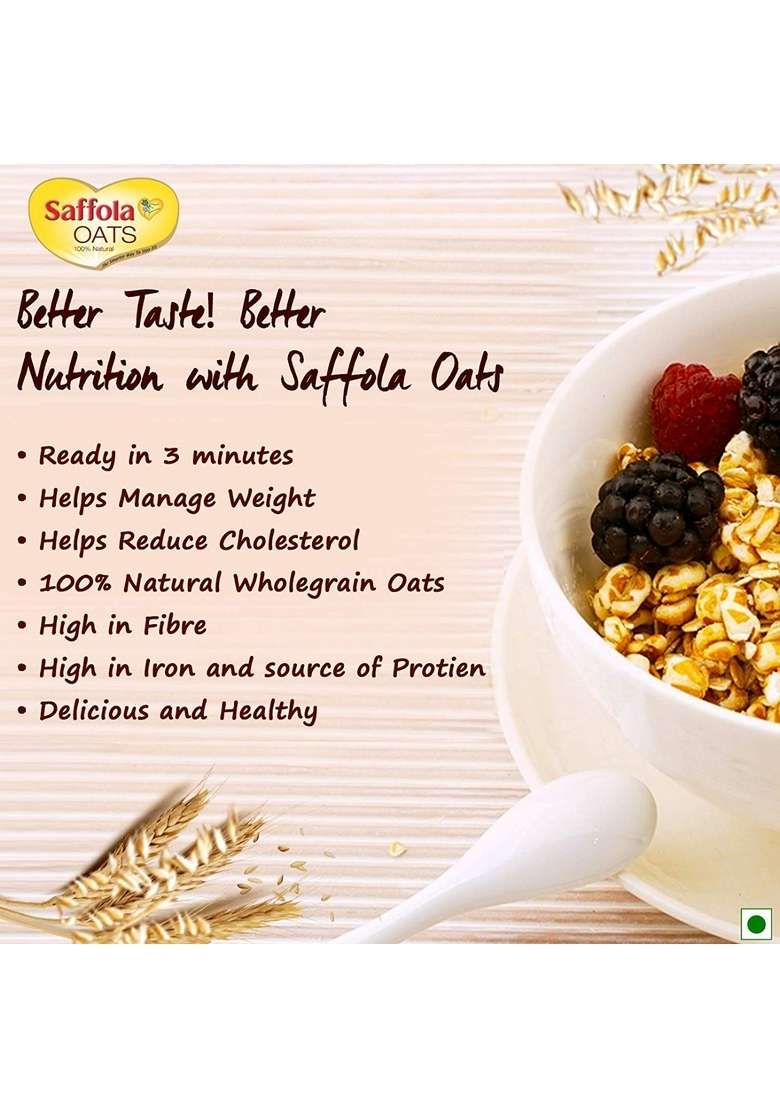 Saffola Oats 1 Kg With Free 400 Gm Masala Veggie Twist - Indya
