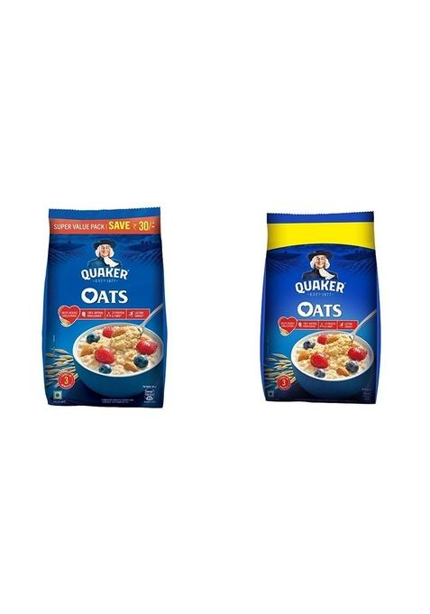 Quaker Oats 2Kg|Rolled Oats Wholegrain & Oats 1Kg, Rolled Oats Natural Wholegrain, Nutritious Breakfast Cereals, Dalia Porridge, Easy To Cook - Honey