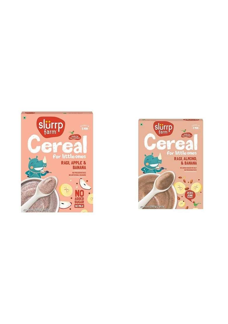 Slurrp Farm Ragi Apple Cereal With No Sugar | Real Banana| 200G Salt Almond And Banana - Indya