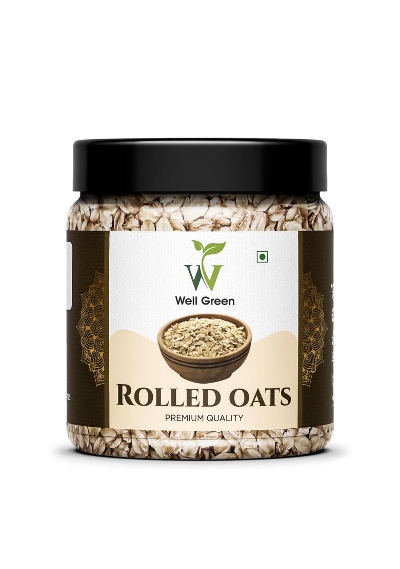 Well Green Natural Rolled Oats Natural Wholegrain Oats 750 Gram, Gluten Free, Nutritious Breakfast Cereals, Dalia Porridge, Easy To Cook