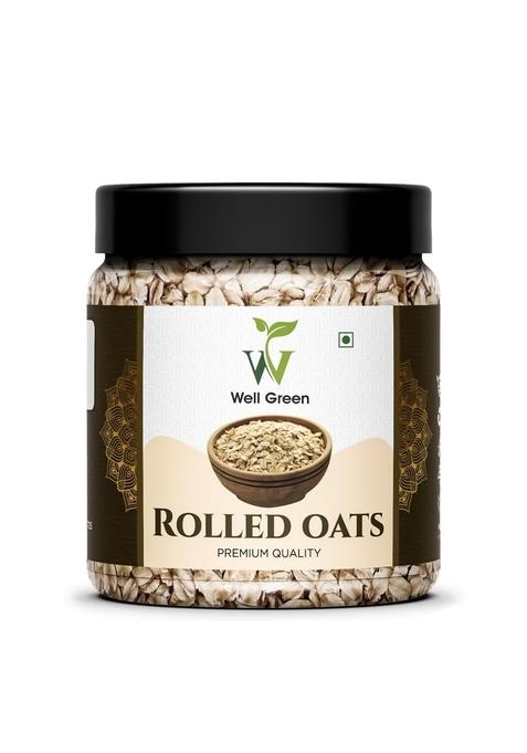 Well Green Natural Rolled Oats Natural Wholegrain Oats 750 Gram, Gluten Free, Nutritious Breakfast Cereals, Dalia Porridge, Easy To Cook