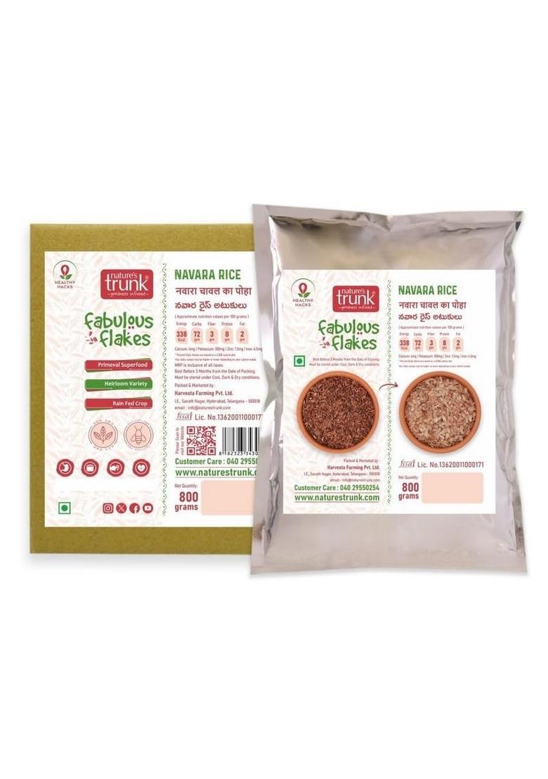 Nature'S Trunk Navara Red Rice Flakes 800Gm | Healthy Breakfast, Good For Digestion, Traditional Red Rice (Pack Of 1)