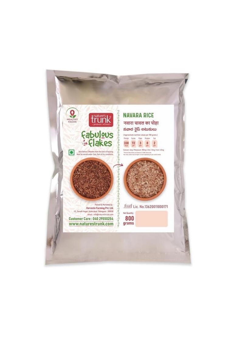 Nature'S Trunk Navara Red Rice Flakes 800Gm | Healthy Breakfast, Good For Digestion, Traditional Red Rice (Pack Of 1)