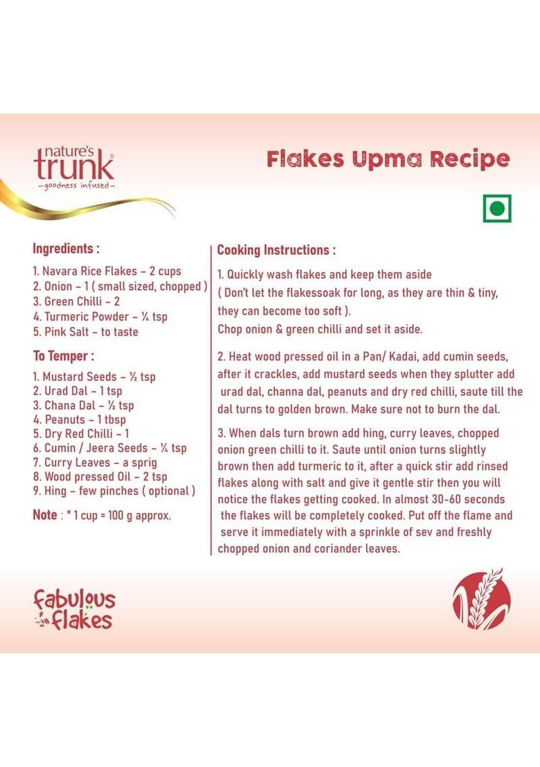 Nature'S Trunk Navara Red Rice Flakes 800Gm | Healthy Breakfast, Good For Digestion, Traditional Red Rice (Pack Of 1)