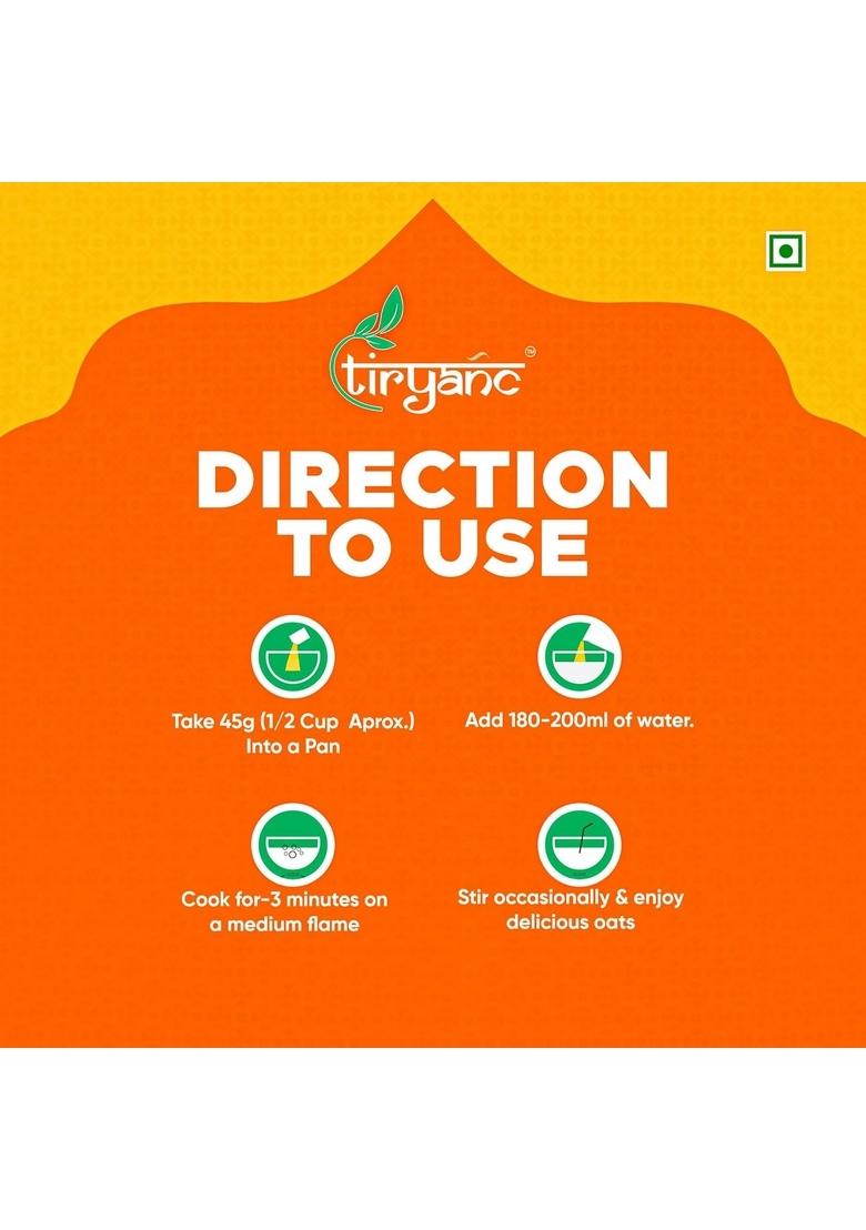 Tiryanc Natural Oats With Chia Seeds | Tasty, Anytime Snack | Ready In 3 Mins | No Maida, No Added Preservatives | Oats Helps Manage Weight | Nutritious Breakfast Cereals (500G)