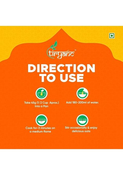 Tiryanc Natural Oats With Chia Seeds | Tasty, Anytime Snack | Ready In 3 Mins | No Maida, No Added Preservatives | Oats Helps Manage Weight | Nutritious Breakfast Cereals (500G)