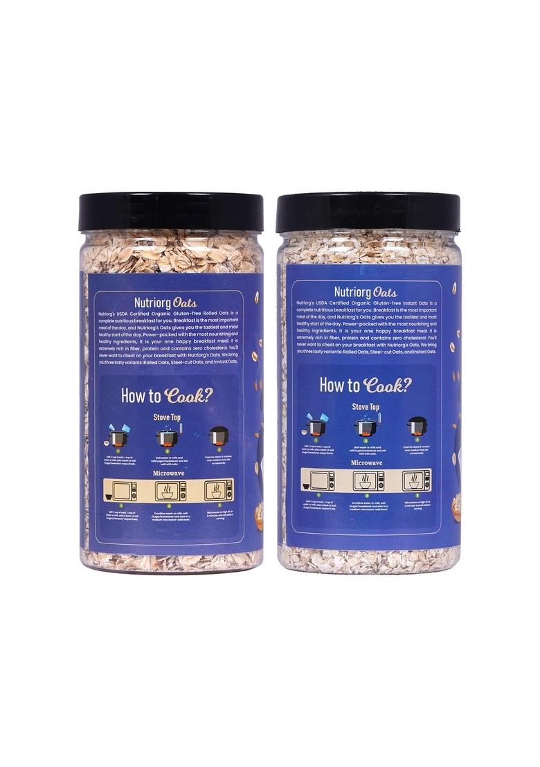 Nutriorg Organic Rolled & Instant Oats, 400G (Combo Of 2) | Healthy Breakfast | Weight Management