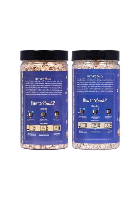 Nutriorg Organic Rolled & Instant Oats, 400G (Combo Of 2) | Healthy Breakfast | Weight Management