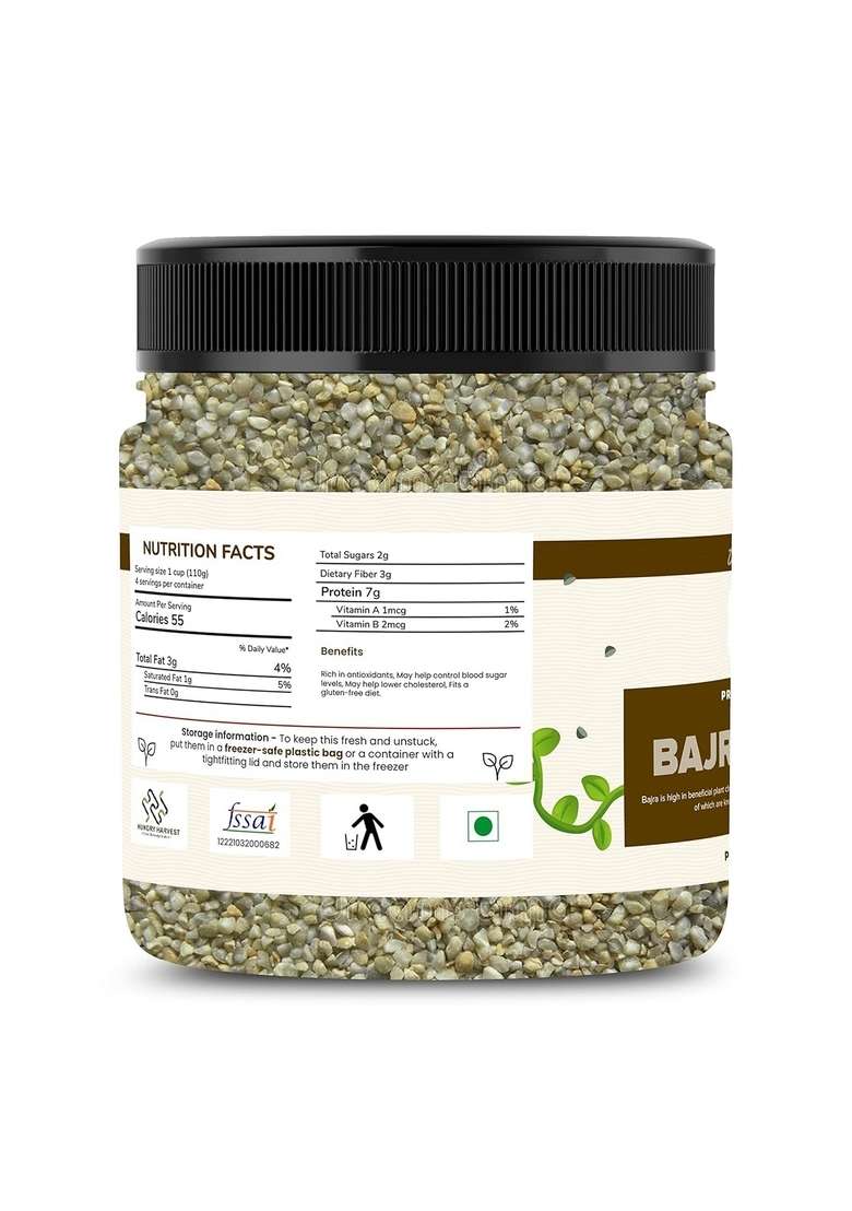 Hungry Harvest Bajra Daliya (Pearl Millet Porridge)| With Omega-3 Fats| For Weight Loss & Digestive Health| Rich In Nutrients| Jar Pack| (900 Grams (Pack Of 3 Of 300 Grams)) - Indya