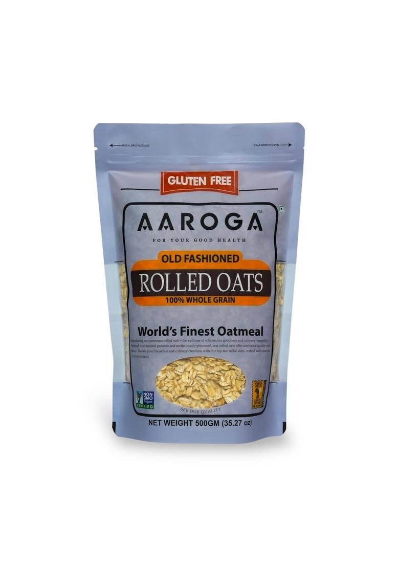 Aaroga Rolled Oats | 100% Whole Grain | Gluten-Free High Fiber Oatmeal | Ideal For Weight Management & Heart Health (500 Gms)